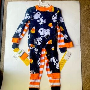 Peanuts Snoopy Halloween Toddler Boy and Girl Unisex Cotton Pajama Set, 4 Piece